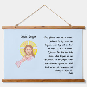 Wood Topped Wall Tapestry : Lord's Prayer