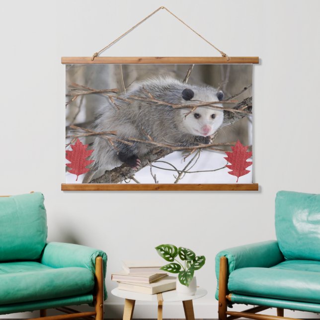 Wood Topped Wall Tapestry  Opossum Nature  (Living Room)