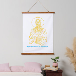 Wood Topped Wall Tapestry :Saint Athanasius