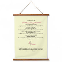 Wood Topped Wall Tapestry  "Salvation is a Gift"