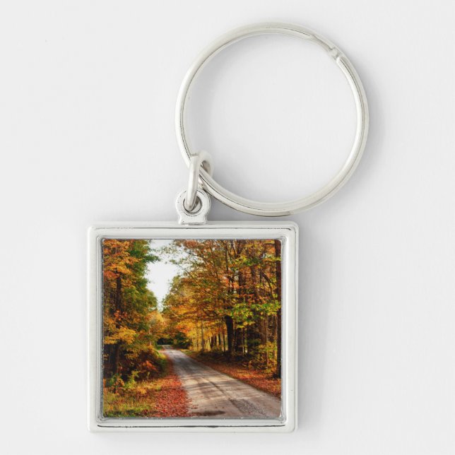 Wood trail with fall foliage keychain (Front)