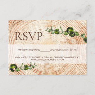 Wood Tree bark Botanical Leaves reserved Seating  Enclosure Card