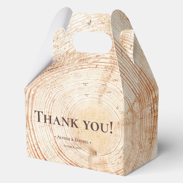 Wood tree bark rings Texture Custom Rustic Wedding Favor Box (Front)