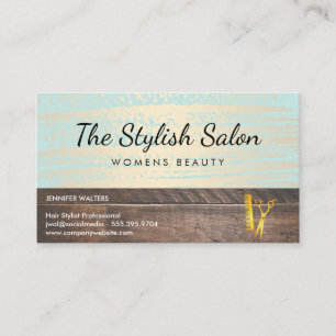 Wood Trim Gold Brushed Beauty Salon Business Card