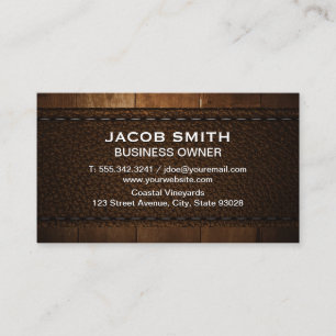 Wood Trim Leather Business Card