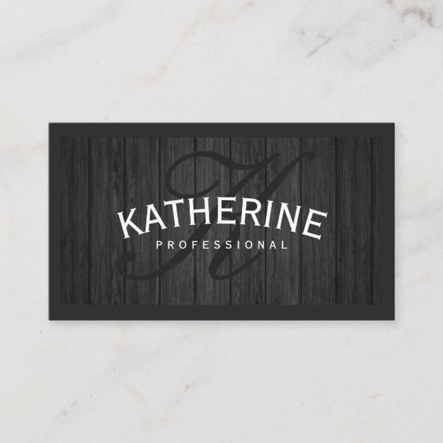Wood Trim | Script Monogram Business Card (Front)