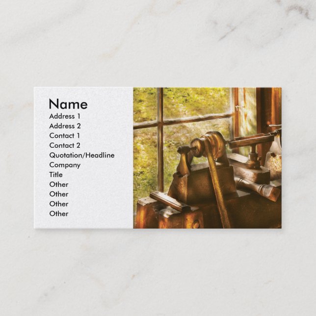 Wood Turner - An Old Lathe Business Card (Front)