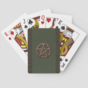 Wood Twig Pentacle Olive Green Wiccan  Playing Cards