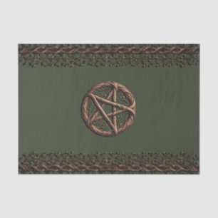 Wood Twig Pentacle Olive Green Wiccan  Tissue Paper