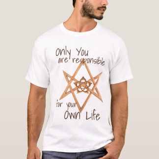 Wood Unicursal Hexagram and Lotus Pentacle|Thelema T-Shirt