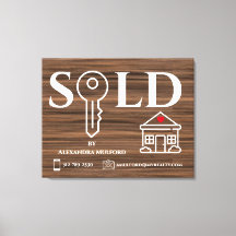 Wood Veneer Real Estate Sold Sign