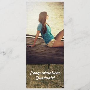 Wood Vertical Photo Graduation Announcement