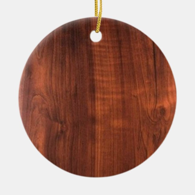 Wood WALNUT look BUY BLANK Blanc Blanche + TEXT Ceramic Ornament (Front)