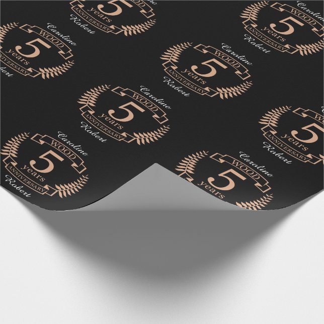 Wood wedding anniversary 5 years wrapping paper (Corner)