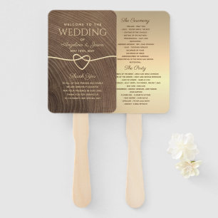 Wood Wedding Program Hand Fan