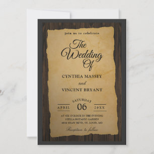 wood western wedding invitations