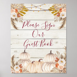 Wood White Cream Pumpkin Please Sign our Guest