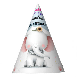 Wood White Elephant Birthday First 1st Birthday Party Hat