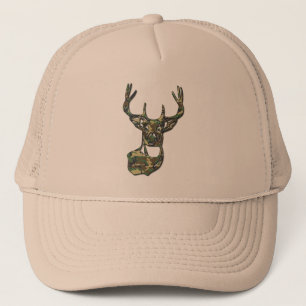 Wood - White Tail Buck Deer Trucker Hat