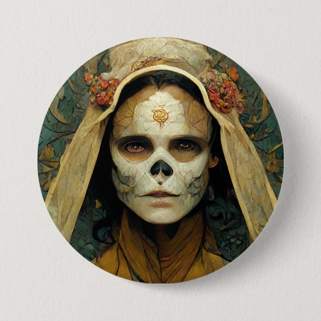Wood Witch 1 Fantasy 3 Inch Round Button (Front)