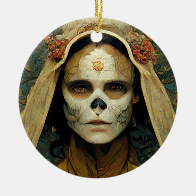 Wood Witch 1 Fantasy Ceramic Ornament (Front)