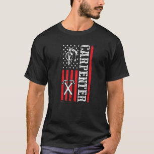 Wood Worker Lumberjack Us Flag American Carpenter T-Shirt