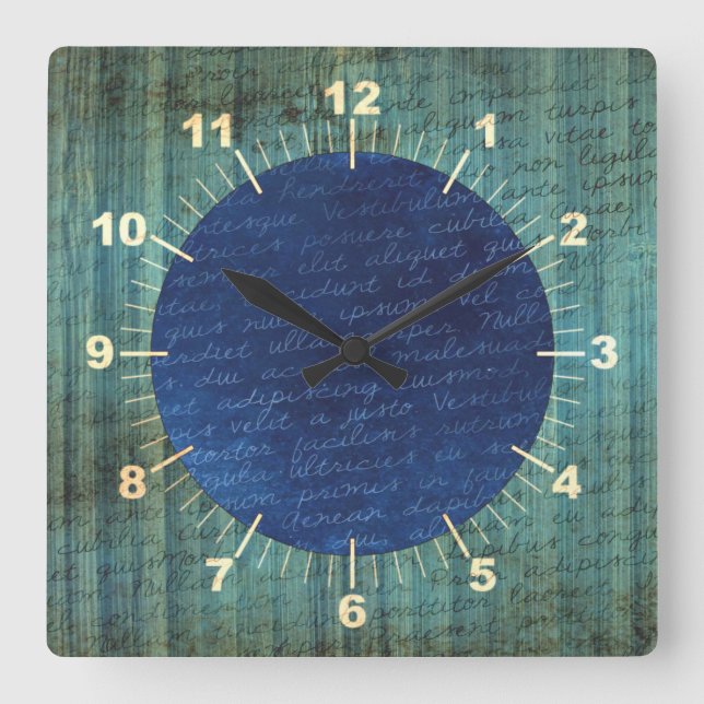 Wood Writing Distressed Wall Clock (Front)