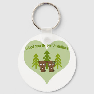 Wood You Be My Valentine Keychain