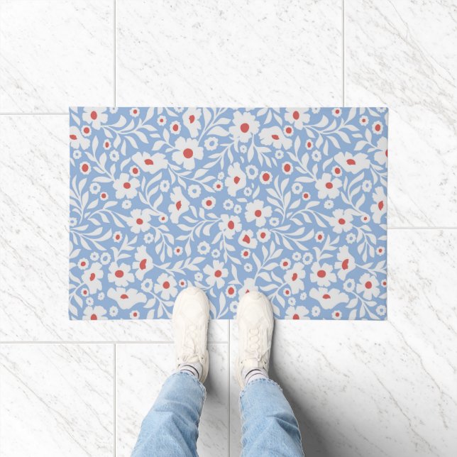 Woodblock Floral Pattern Doormat (Indoor)