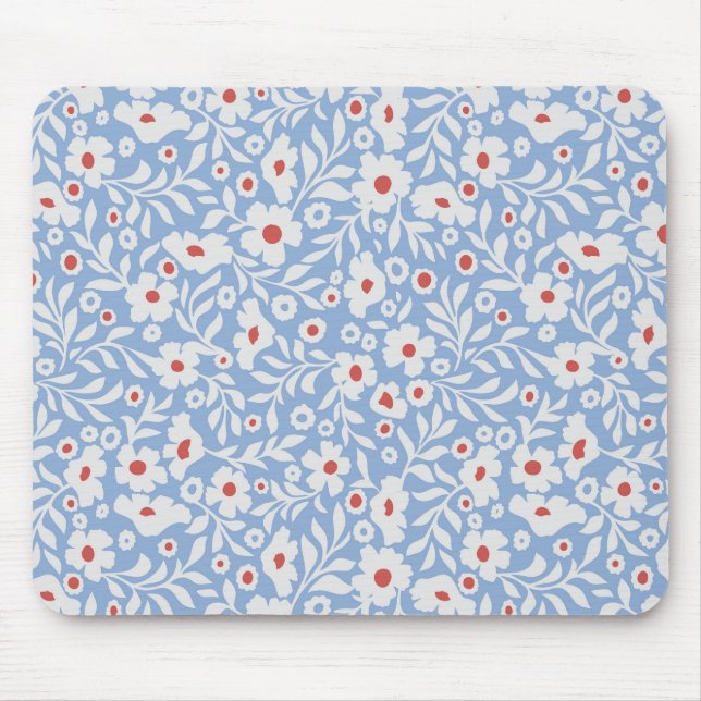 Woodblock Floral Pattern Mouse Pad (Front)