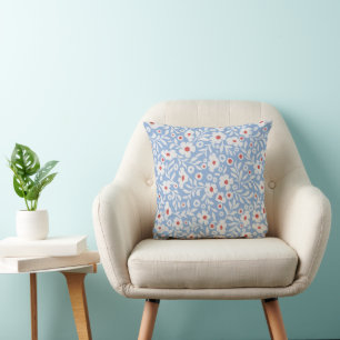 Woodblock Floral Pattern Throw Pillow