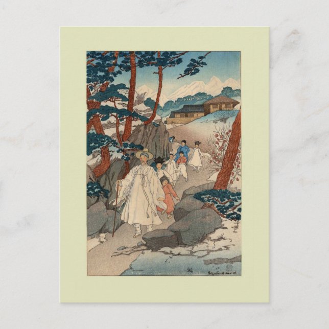 Woodblock print by Elizabeth Keith Postcard (Front)