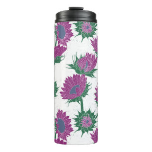 Woodblock Print Sunflower pink Thermal Tumbler