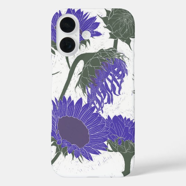 Woodblock Print Sunflower purple Case-Mate iPhone Case (Back)