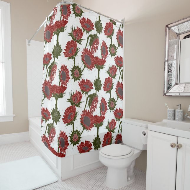 Woodblock Print Sunflower red (In Situ)