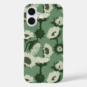 Woodblock Print Sunflower white iPhone 16 Case