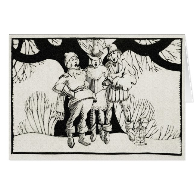 Woodblock-style, Carolers (Front Horizontal)