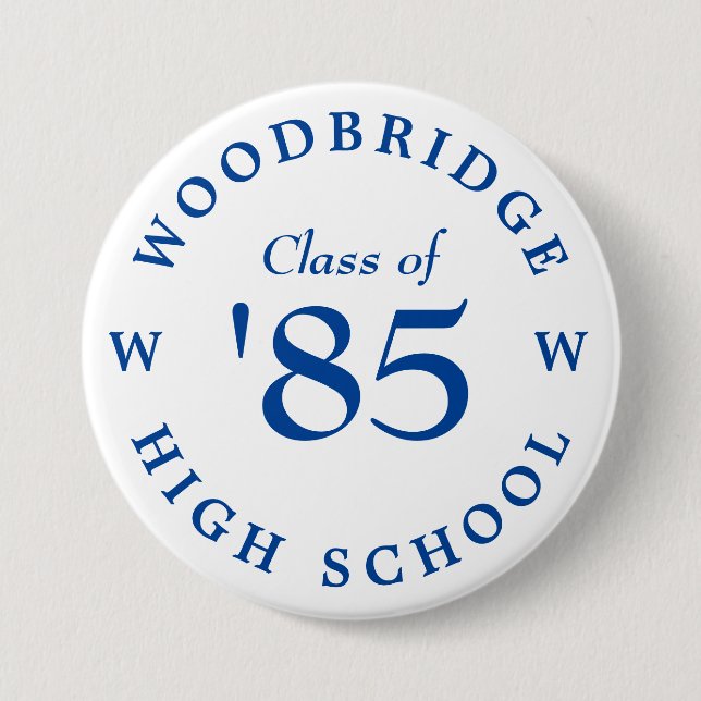 Woodbridge High School Class of '85 3 Inch Round Button (Front)