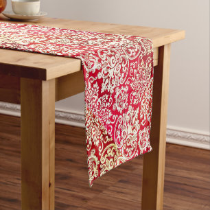 Woodbury gold and fire red short table runner