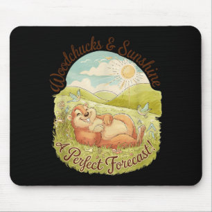 Woodchucks & Sunshine Funny Groundhog Day Vint Mouse Pad