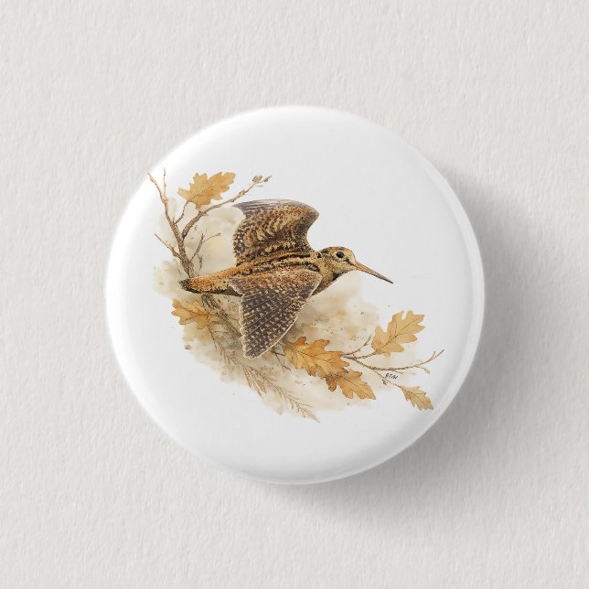 Woodcock  1 inch round button (Front)