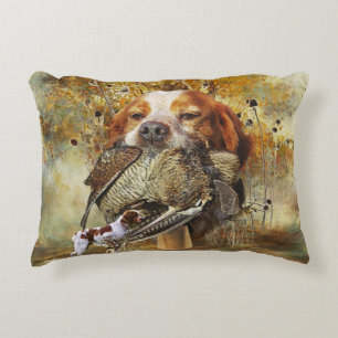 Woodcock hunting with Brittany Spaniel      Accent Pillow