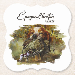 Woodcock hunting with Brittany Spaniel Paper Coaster
