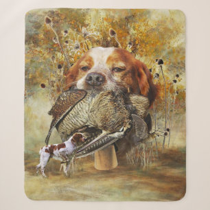 Woodcock hunting with Brittany Spaniel Sherpa Blanket