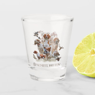 Woodcock hunting with Brittany Spaniel Shot Glass