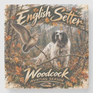 Woodcock Hunting with English Setter ,Art Stone Coaster