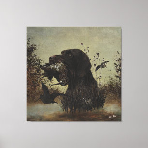 Woodcock Hunting with German Wirehaired Pointer Canvas Print