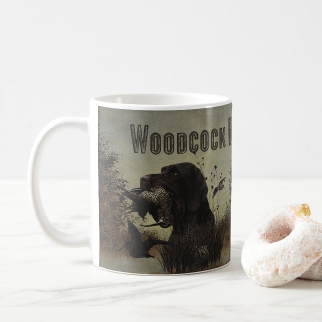 Woodcock Hunting with German Wirehaired Pointer   Coffee Mug (With Donut)