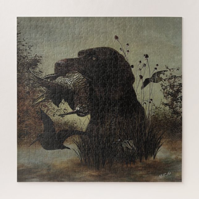 Woodcock Hunting with German Wirehaired Pointer   Jigsaw Puzzle (Vertical)