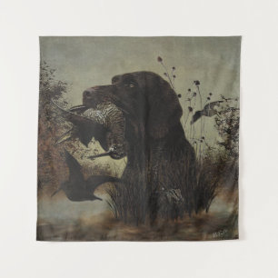 Woodcock Hunting with German Wirehaired Pointer Tapestry